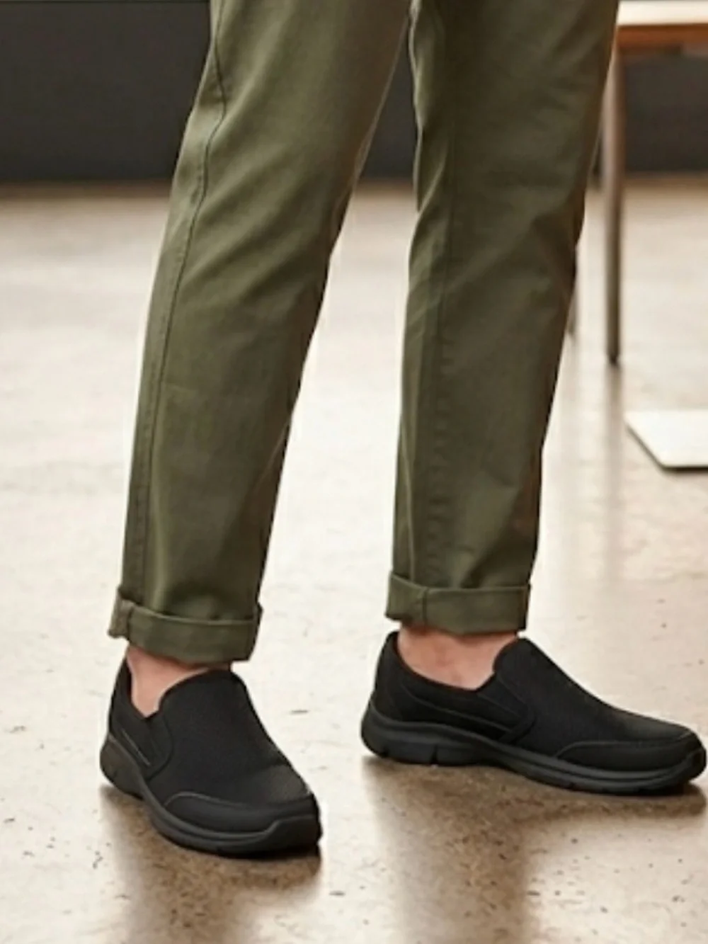 Skechers Men's Black Slip-On Comfort Loafers